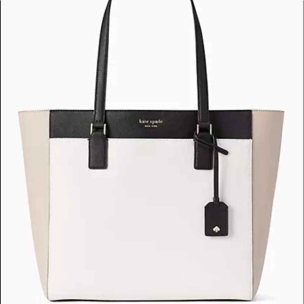 Kate spade LARGE Cameron laptop tote black beige - Picture 1 of 8